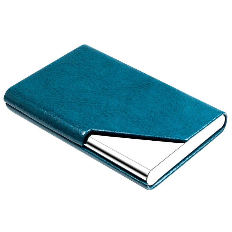 Padike Business Card Holder, PU Leather & Stainless Steel Multi Card Case for Men & Women, Name Card Holder, Credit Card Wallet, ID Case/Holder with Magnetic Closure (Z-Seagreen) - Image 1